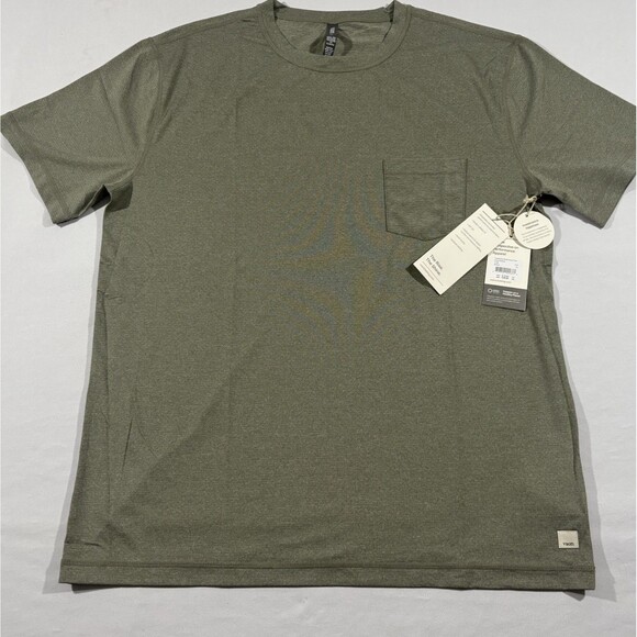Vuori Shirt Mens Tradewind Green Performance Short Sleeve Crew Pocket Tee XL NWT - Picture 2 of 8